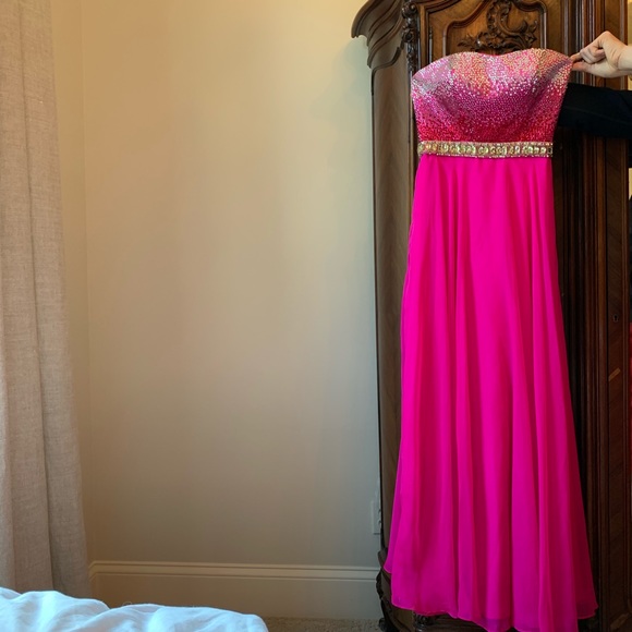 Sherri Hill Pink Long Jeweled Bodice Prom Dress - Picture 2 of 5